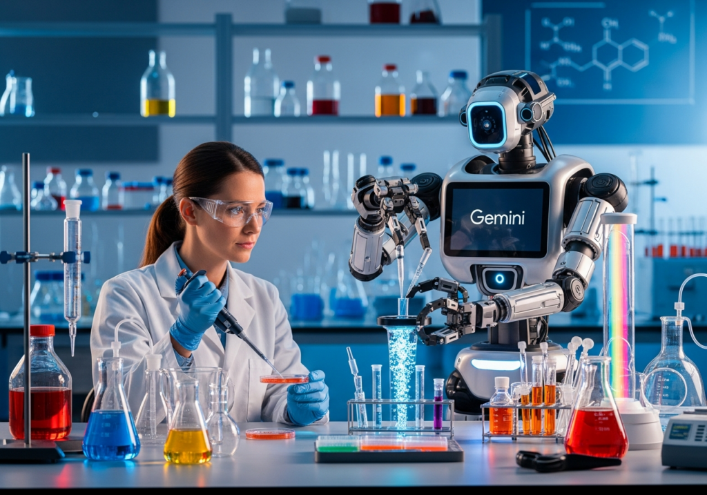 AI-driven drug discovery illustration